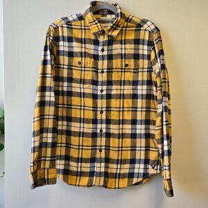 American Eagle Y2K‎ 2000s Heritage Yellow & Blue Flannel Plaid Long Sleeve Shirt